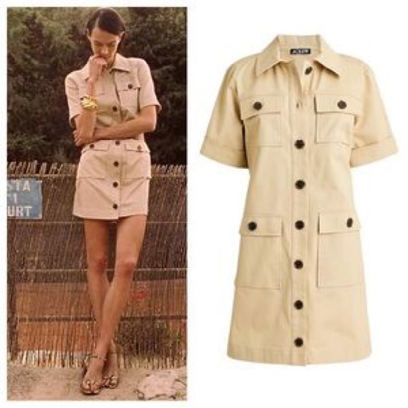 J. Crew Dresses & Skirts - J. Crew Gamine shirtdress Cargo Utility Beige Tan Spring Office Large Cotton